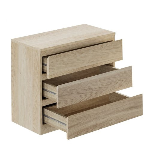 COD-VJ-LIZ-3D-WD-AB Oikiture 3 Chest of Drawers Lowboy Dresser Table Natural