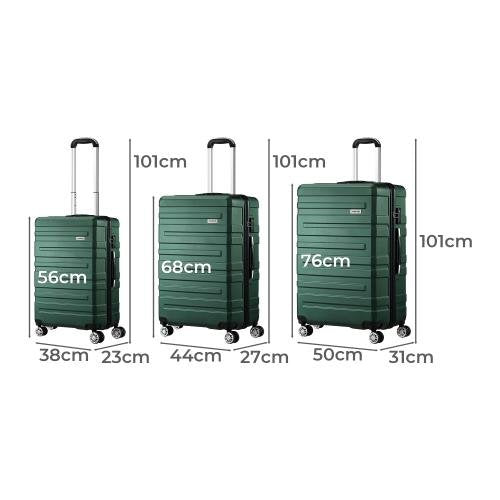 LGS-A1-3PCS-GN Mazam 3PCS Luggage Suitcase Trolley Set Travel TSA Lock Storage Hard Case Green