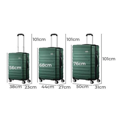 LGS-A1-3PCS-GN Mazam 3PCS Luggage Suitcase Trolley Set Travel TSA Lock Storage Hard Case Green