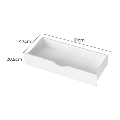 BF-W-2DRAW-WH Oikiture Storage Drawers Trundle for Wooden Bed Frame Base Timber White 2X