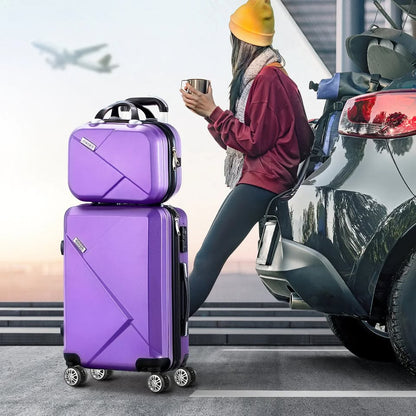 LGS-A2-2PCS-PP Mazam 2PCS Luggage Suitcase Trolley Set Travel TSA Lock Storage Hard Case Purple