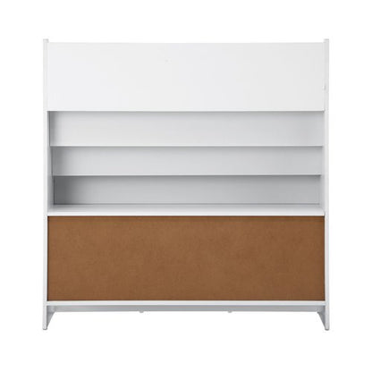 ST-KID-BINS-A43-WHGY Oikiture Kids Bookshelf Toy Box Organiser Display Shelf
