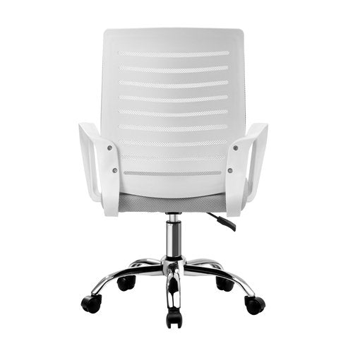 OCH-HD-STRIPE-WH Oikiture Mesh Office Chair Breathable Backrest White