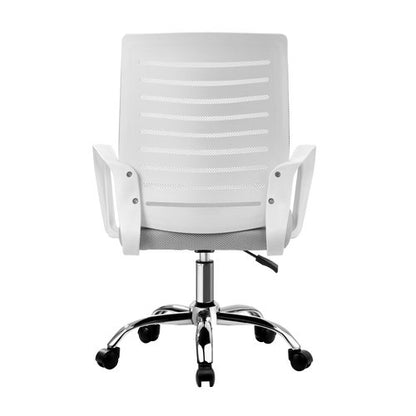 OCH-HD-STRIPE-WH Oikiture Mesh Office Chair Breathable Backrest White