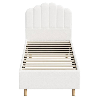 BF-B-SLON-S-SP-WH-AB Ellora Boucle Bed Frame SINGLE size