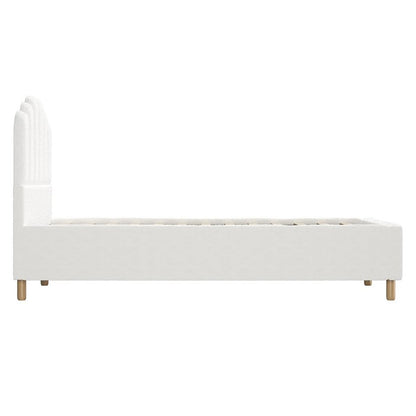 BF-B-SLON-S-SP-WH-AB Ellora Boucle Bed Frame SINGLE size
