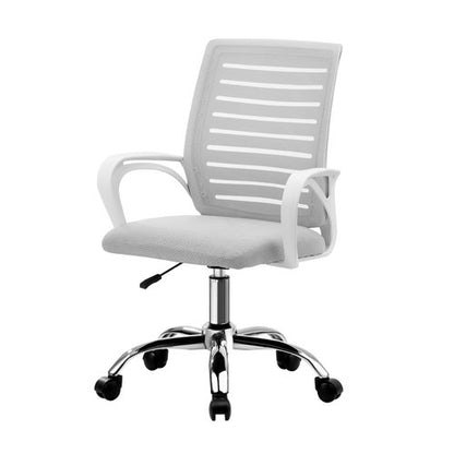 OCH-HD-STRIPE-WH Oikiture Mesh Office Chair Breathable Backrest White