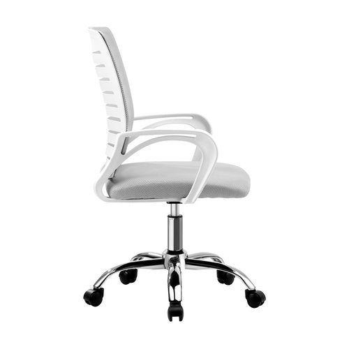 OCH-HD-STRIPE-WH Oikiture Mesh Office Chair Breathable Backrest White