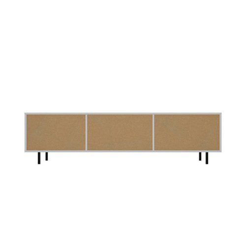 EU-UNIQ-03-WH-AB Oikiture TV Cabinet Tempered-glass Doors Storage Shelf