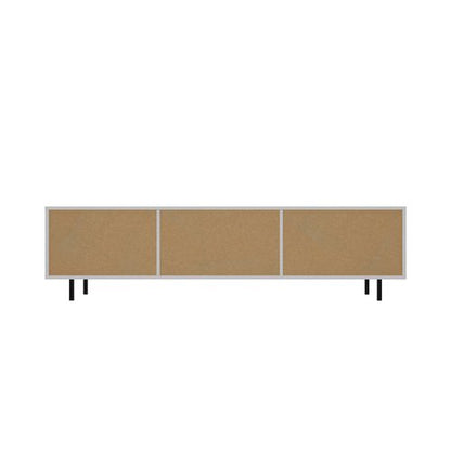 EU-UNIQ-03-WH-AB Oikiture TV Cabinet Tempered-glass Doors Storage Shelf