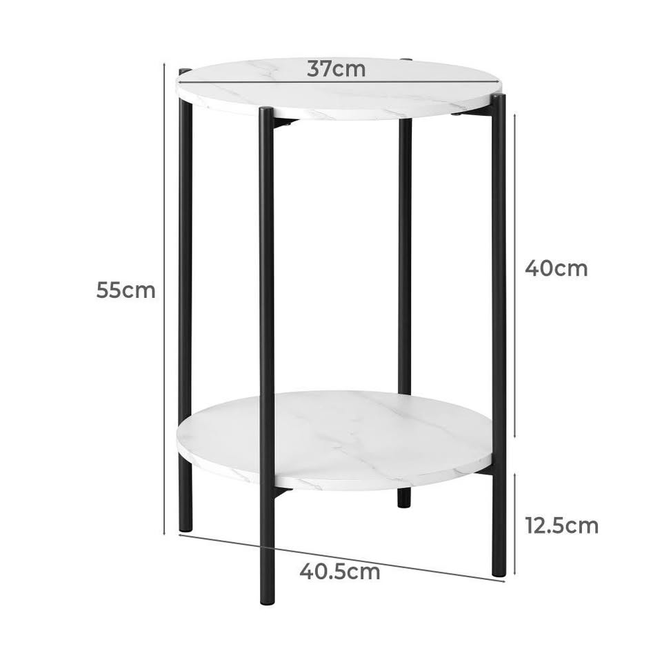 CTB-GINS-R40-WHBK Oikiture Coffee Side End Table 40cm