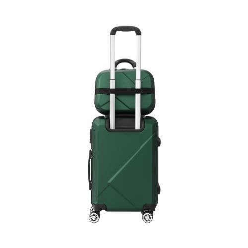 LGS-A2-2PCS-GN Mazam 2pc Carry On Luggage Set Wheeled Suitcase TSA Lock Hard Case green