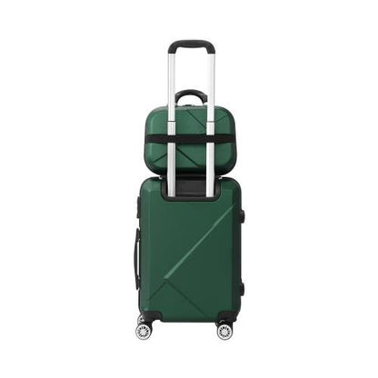 LGS-A2-2PCS-GN Mazam 2pc Carry On Luggage Set Wheeled Suitcase TSA Lock Hard Case green