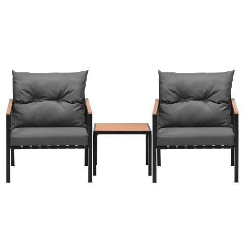 OPS-3-SIRRU-GY Livsip 3PCS Outdoor Set Armchairs & Table with Cushions