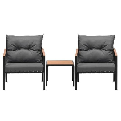 OPS-3-SIRRU-GY Livsip 3PCS Outdoor Set Armchairs & Table with Cushions