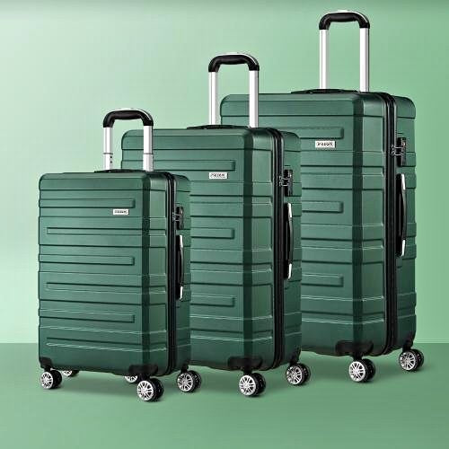 LGS-A1-3PCS-GN Mazam 3PCS Luggage Suitcase Trolley Set Travel TSA Lock Storage Hard Case Green