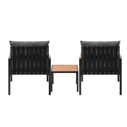 OPS-3-SIRRU-GY Livsip 3PCS Outdoor Set Armchairs & Table with Cushions