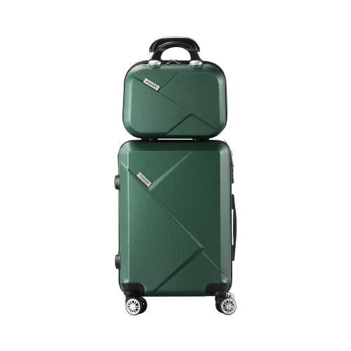 LGS-A2-2PCS-GN Mazam 2pc Carry On Luggage Set Wheeled Suitcase TSA Lock Hard Case green