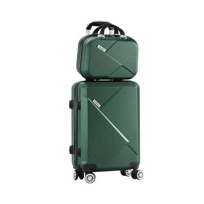 LGS-A2-2PCS-GN Mazam 2pc Carry On Luggage Set Wheeled Suitcase TSA Lock Hard Case green