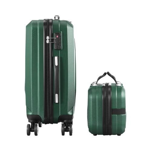 LGS-A2-2PCS-GN Mazam 2pc Carry On Luggage Set Wheeled Suitcase TSA Lock Hard Case green