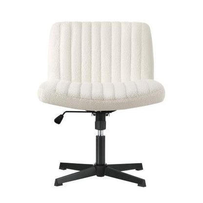 OCH-D1-CROSS-SP-WH Oikiture Mid Back Office Chair Wide Seat Sherpa White