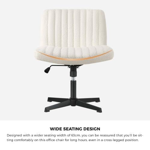 OCH-D1-CROSS-SP-WH Oikiture Mid Back Office Chair Wide Seat Sherpa White