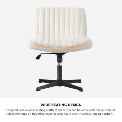 OCH-D1-CROSS-SP-WH Oikiture Mid Back Office Chair Wide Seat Sherpa White