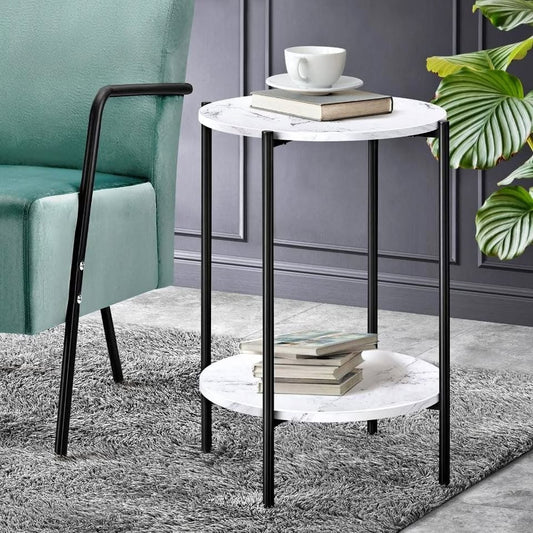 CTB-GINS-R40-WHBK Oikiture Coffee Side End Table 40cm