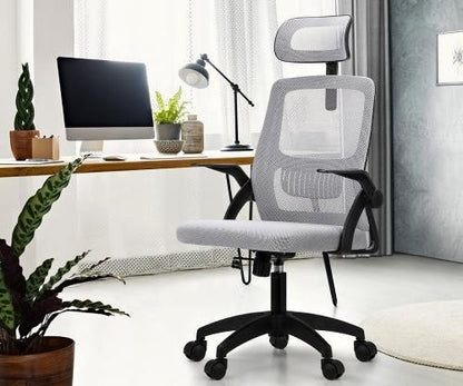 OCH-B3-MESH-BKGY Oikiture Mesh Office Chair Fabric Seat Black & Grey