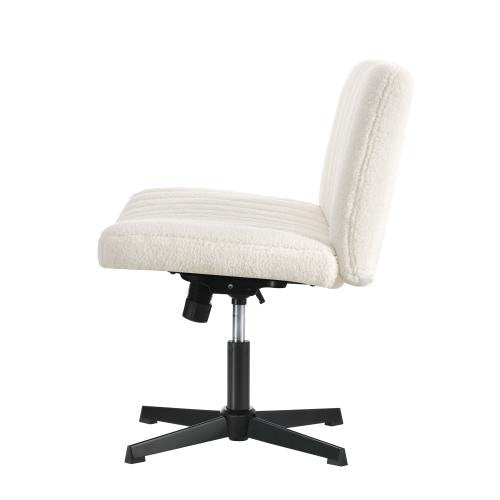 OCH-D1-CROSS-SP-WH Oikiture Mid Back Office Chair Wide Seat Sherpa White