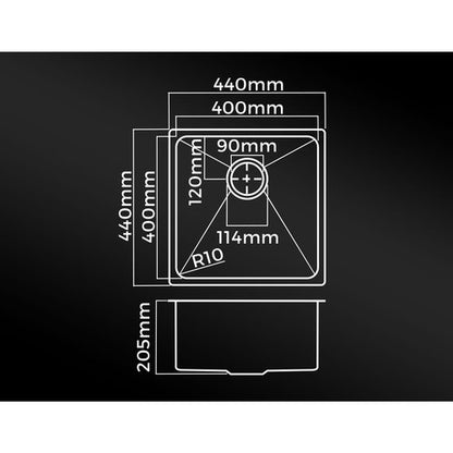 SSK-C-4444-SI Welba Kitchen Sink 44X44CM Stainless Steel Single Bowl Basin With Waste Silver