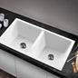 GSK-7745D-WH Welba Kitchen Sink Basin Stone Sink Bathroom Laundry Double Bowl 770mmx450mm WH