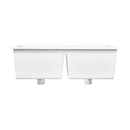 GSK-7745D-WH Welba Kitchen Sink Basin Stone Sink Bathroom Laundry Double Bowl 770mmx450mm WH