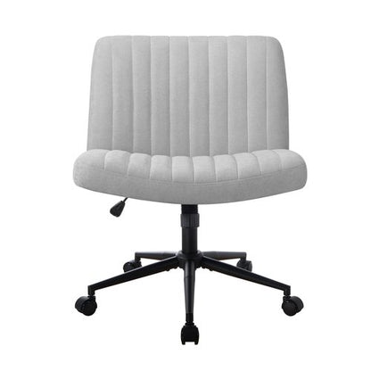 OCH-OFCROSS-GY Oikiture Mid Back Office Chair Wide Seat with Wheels Linen Grey