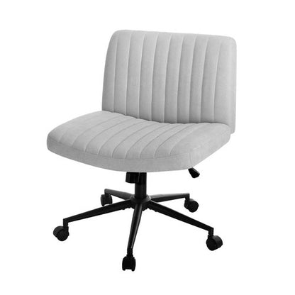 OCH-OFCROSS-GY Oikiture Mid Back Office Chair Wide Seat with Wheels Linen Grey