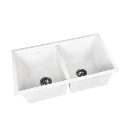 GSK-7745D-WH Welba Kitchen Sink Basin Stone Sink Bathroom Laundry Double Bowl 770mmx450mm WH