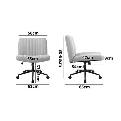 OCH-OFCROSS-GY Oikiture Mid Back Office Chair Wide Seat with Wheels Linen Grey