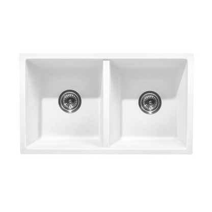GSK-7745D-WH Welba Kitchen Sink Basin Stone Sink Bathroom Laundry Double Bowl 770mmx450mm WH