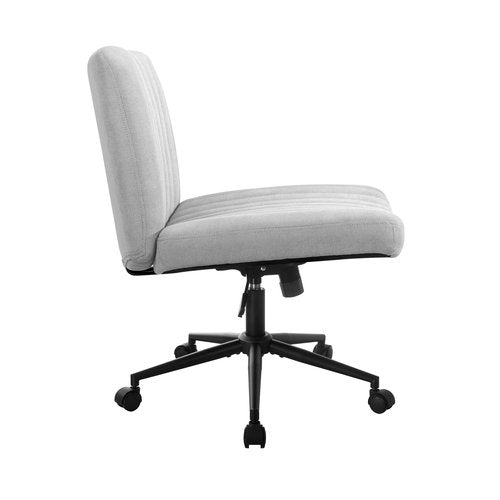 OCH-OFCROSS-GY Oikiture Mid Back Office Chair Wide Seat with Wheels Linen Grey