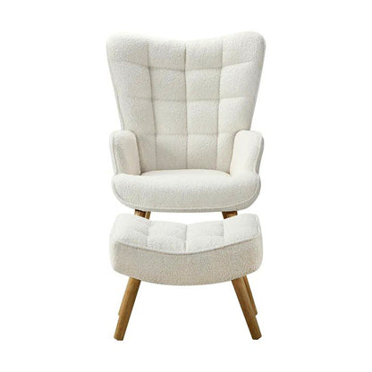 ACH-ST-A2-SP-WH Armchair Lounge Chair Ottoman Accent Armchairs Sherpa Sofa Chairs White