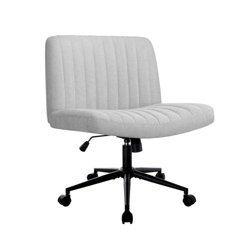 OCH-OFCROSS-GY Oikiture Mid Back Office Chair Wide Seat with Wheels Linen Grey