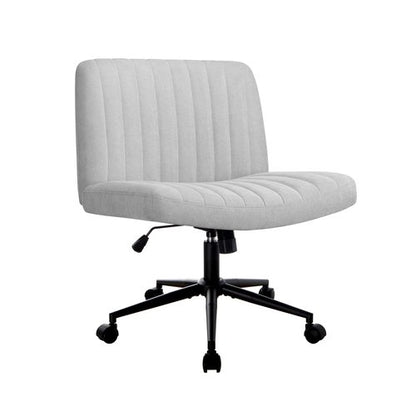 OCH-OFCROSS-GY Oikiture Mid Back Office Chair Wide Seat with Wheels Linen Grey