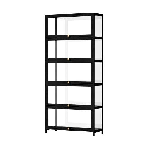 SB-DISPLAY-580-BK Oikiture Display Cabinet 5 Tiers Clear Door Black