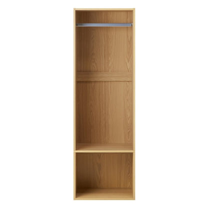 WA-MEXI-158G2-WD Oikiture Cassandra Open Wardrobe 2 Shelves Hanging Rail Natural