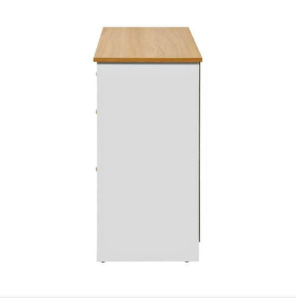 SB-NED-A29-WHWD-AB Oikiture Chest of Drawers with 2 Drawers and 2 Cabinet Buffet Sideboard Hallway Storage
