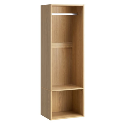 WA-MEXI-158G2-WD Oikiture Cassandra Open Wardrobe 2 Shelves Hanging Rail Natural