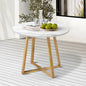 ODDS-MARBLE-90-WD Livsip 90cm Outdoor Dining Table Marble Finish Top Steel Frame Weather Resistant white gold