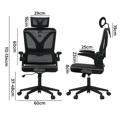 OCH-DBACK-MESH-BK Oikiture Mesh Office Chair D-Shape Back Support Black