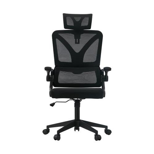 OCH-DBACK-MESH-BK Oikiture Mesh Office Chair D-Shape Back Support Black