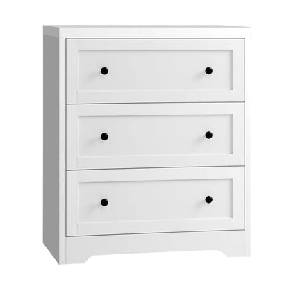 COD-HAMP-3D-WH Oikiture 3 Chest of Drawers Tallboy Cabinet Bedside Table Hamptons Furniture